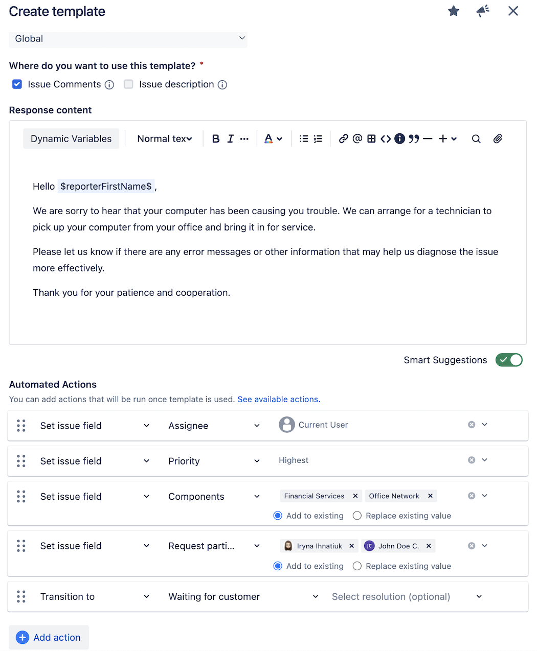 New fields in Automated Actions 